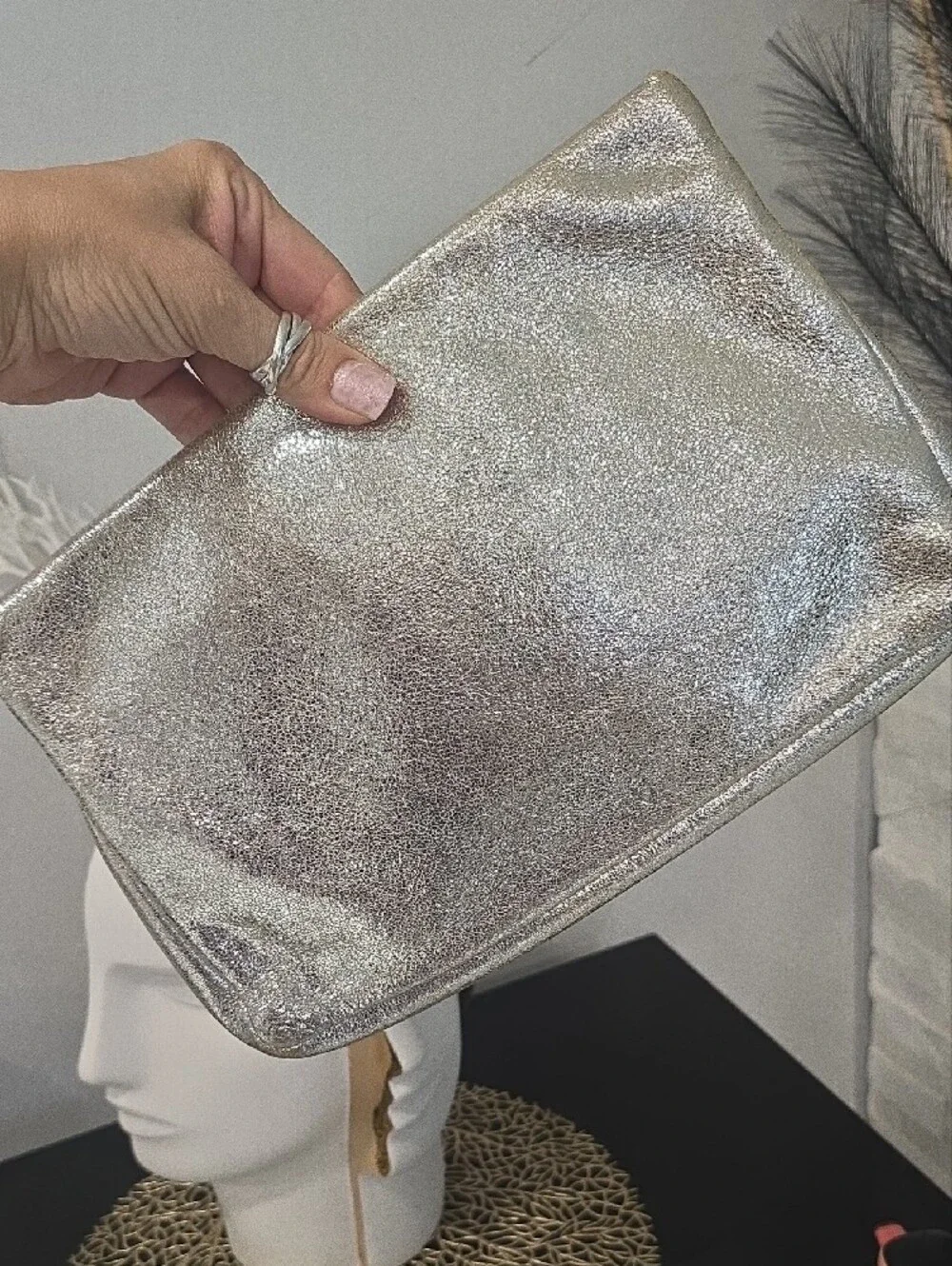 Jimmy Choo Metallic Silver And Gold Star-Studded Wristlet Clutch